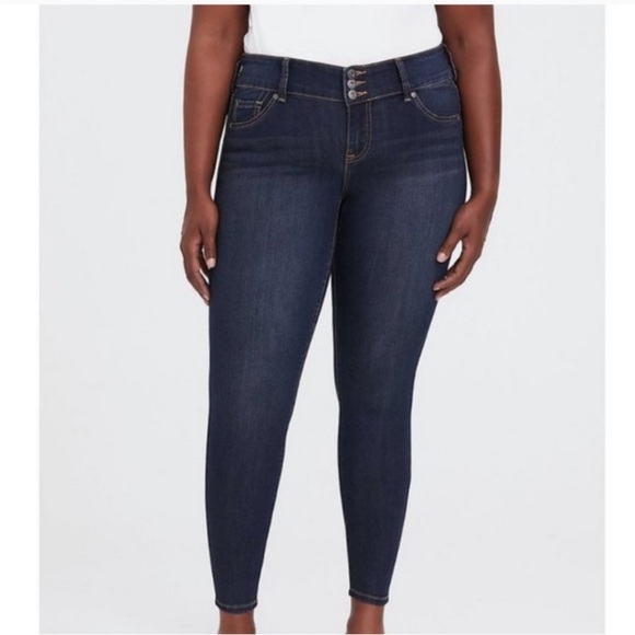 Torrid Jeggings First‎ at Fit Dark Wash High Rise Button Front Size 24 Regular - Picture 1 of 12
